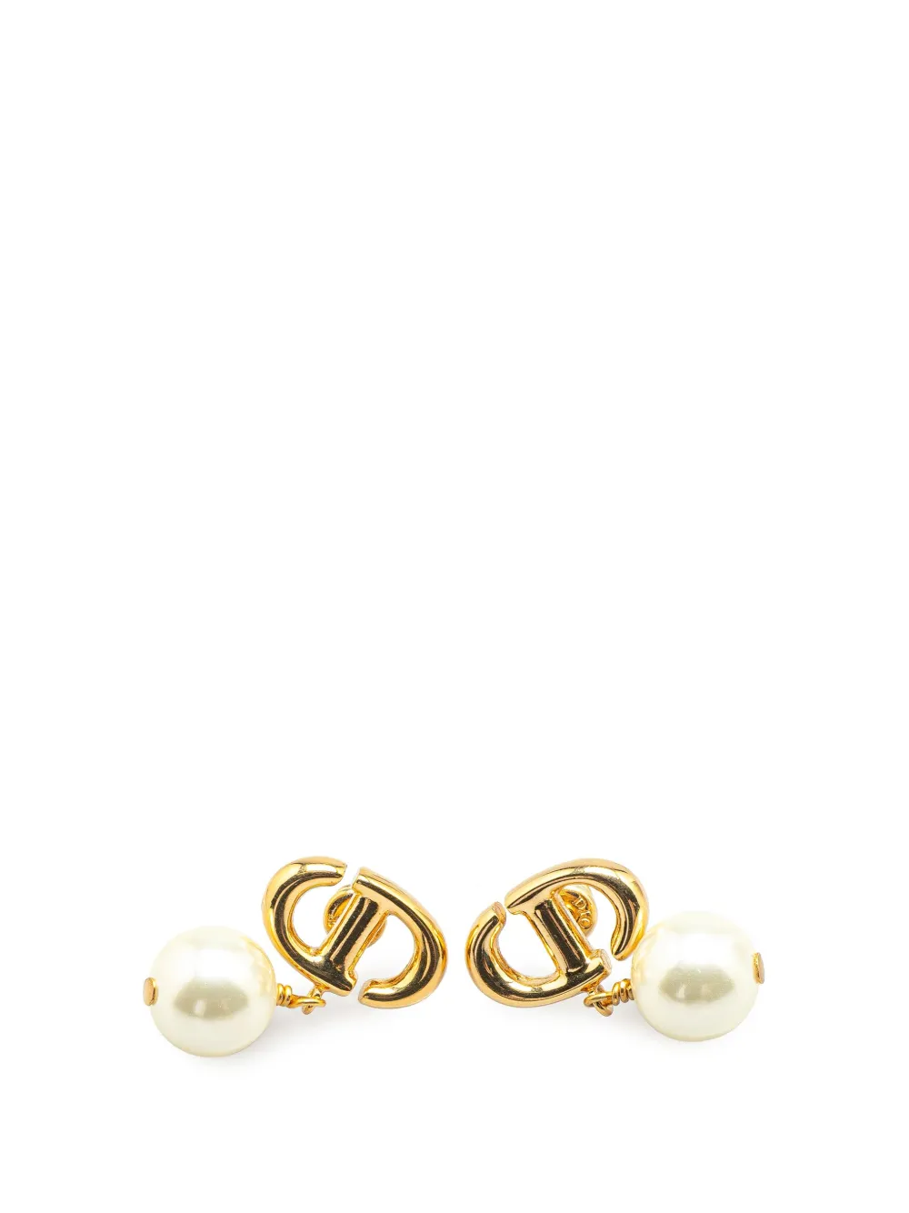 2000-2025 Gold Plated Faux Pearl CD Navy Push Back Earrings costume earrings