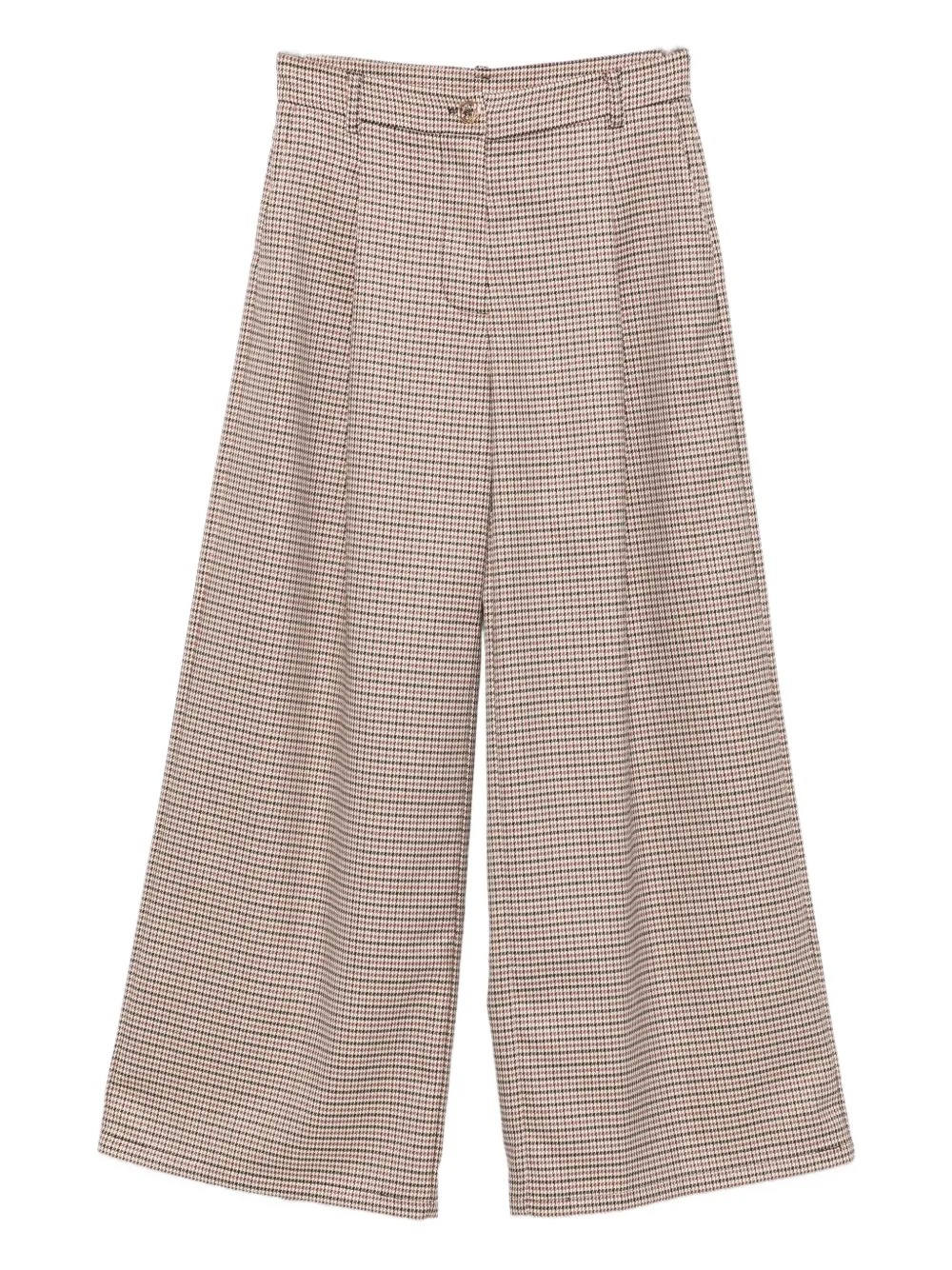 TWINSET Kids Broek met pied-de-poule print en plooien Beige