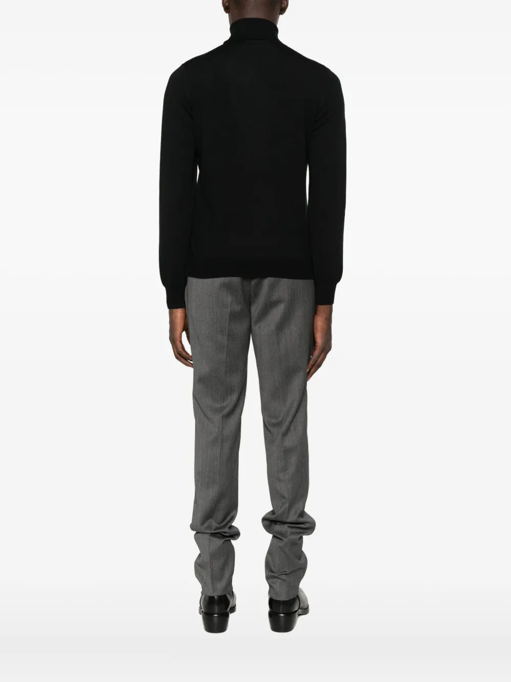Tagliatore Turtleneck Sweater With Ribbed Cuffs And Hem In Black