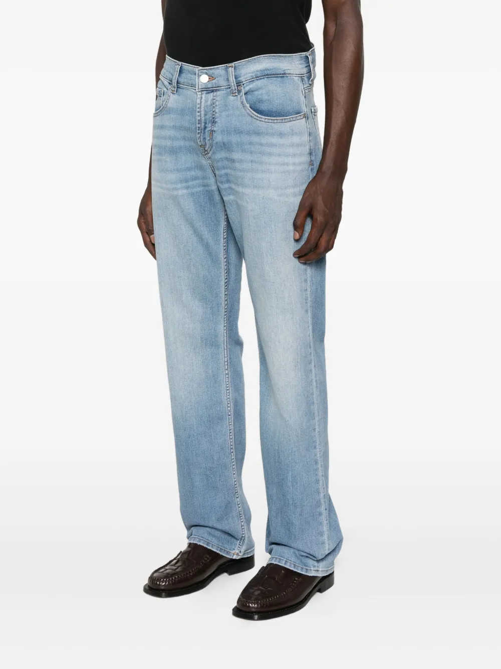 7 For All Mankind Straight Chino Comfort Twill Wall In Blue