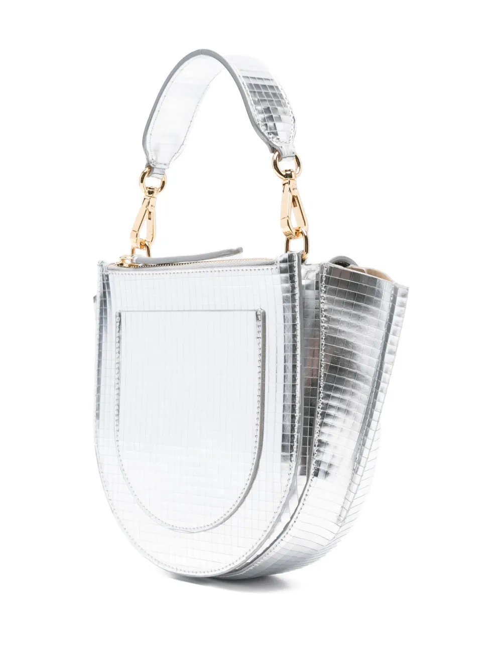 Wandler Hortensia grid-pattern flap tote bag - Zilver