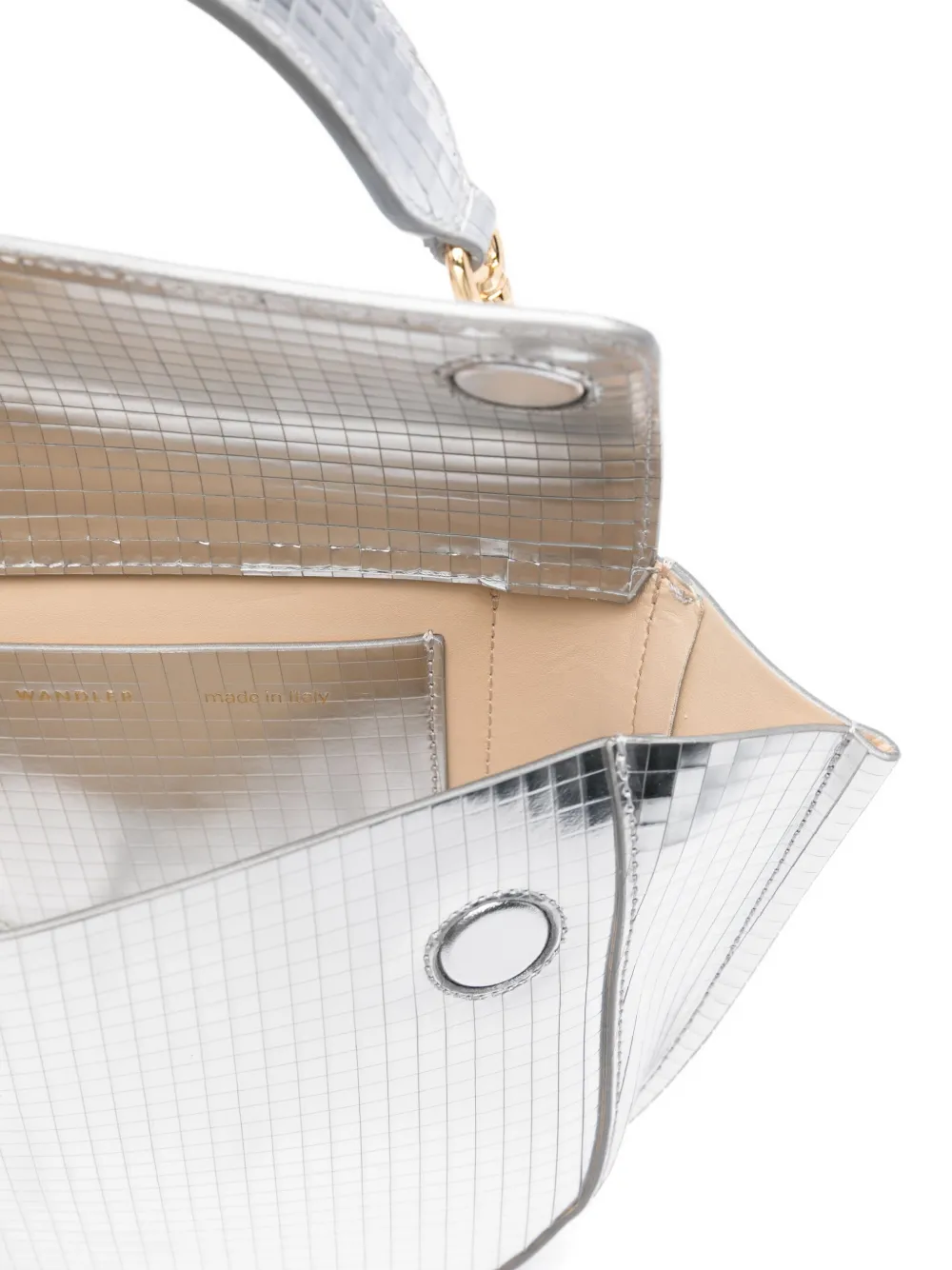 Wandler Hortensia Grid-pattern Flap Tote Bag In Silver