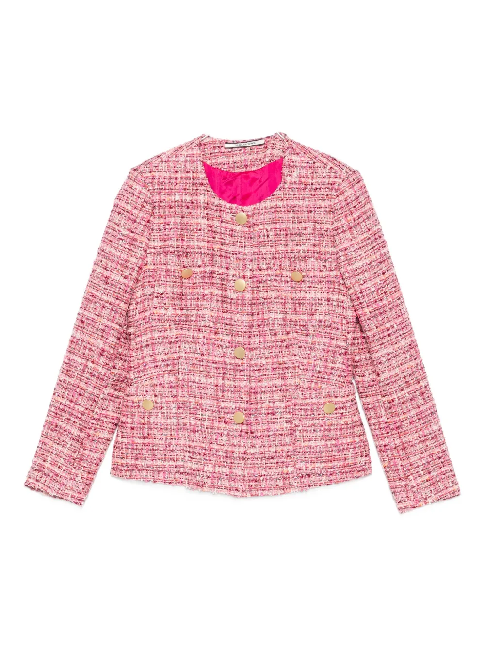 Tagliatore Tweed Gold-button Jacket In Pink