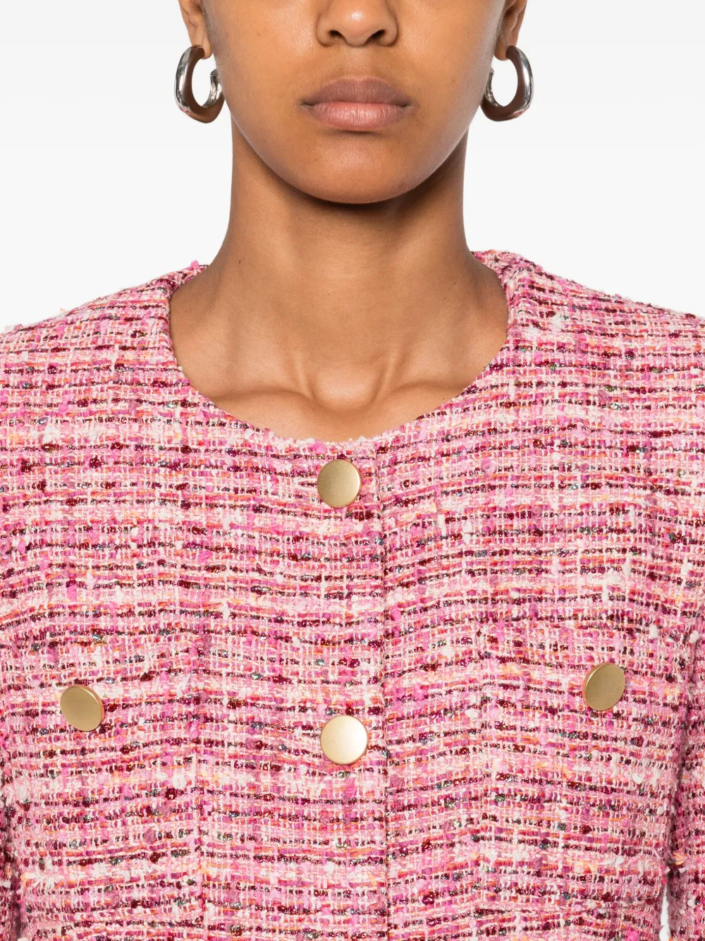Tagliatore Tweed jack met gouden knoop Roze