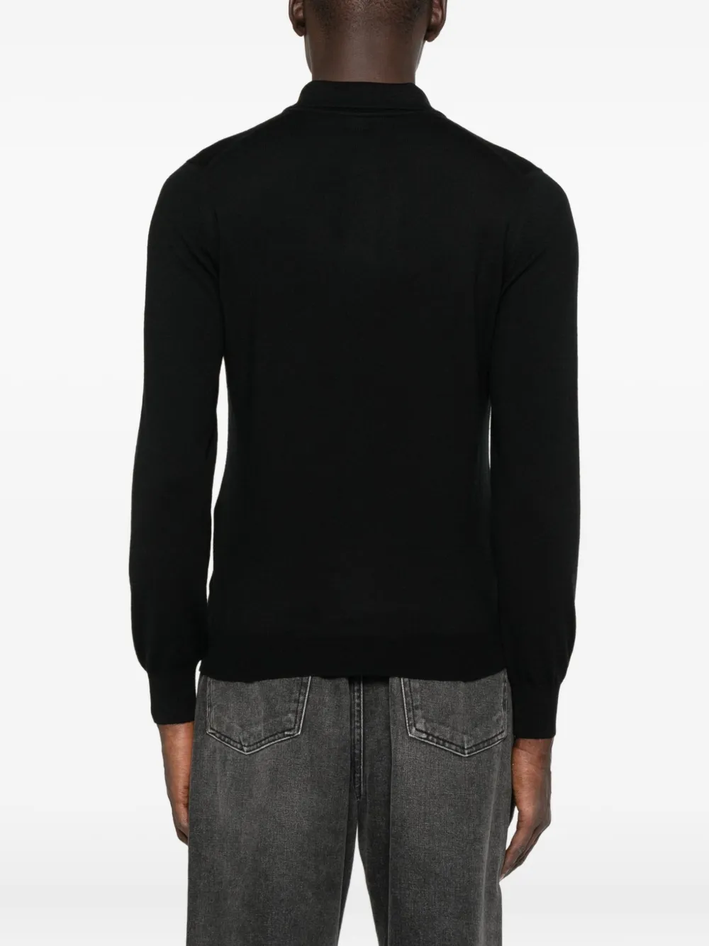 Tagliatore Poloshirt met lange mouwen Zwart
