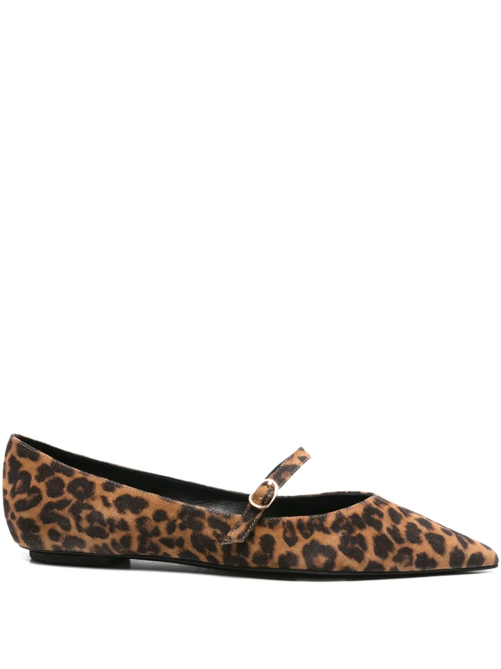 Stuart Weitzman leopard print buckle flats Brown