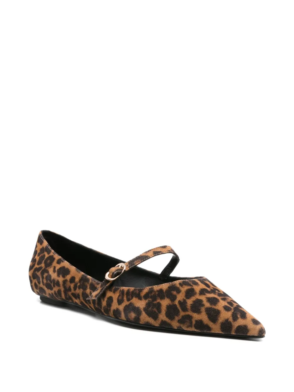 Stuart Weitzman leopard print buckle flats Brown