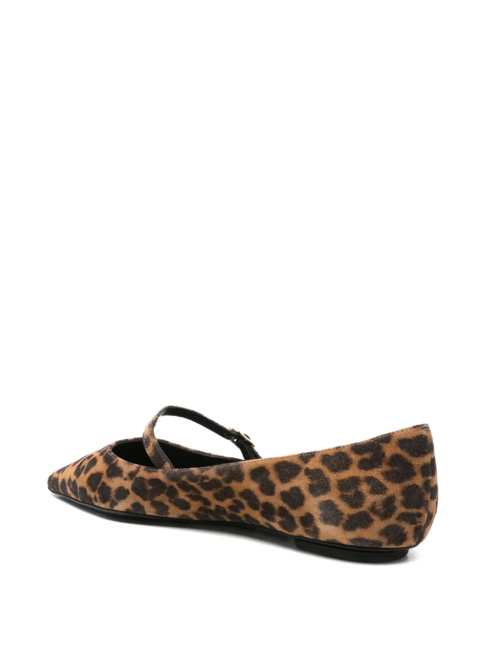 Stuart Weitzman leopard print buckle flats Brown