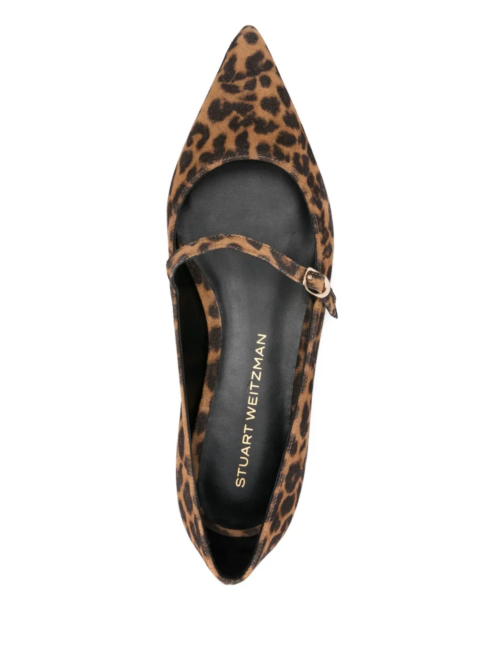 Stuart Weitzman leopard print buckle flats Brown