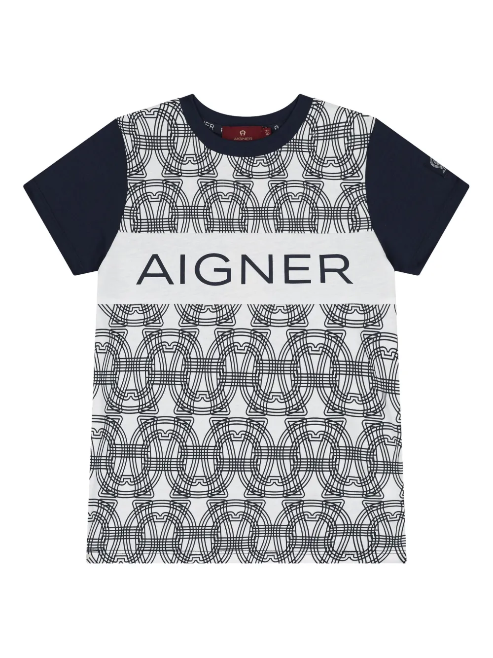 Aigner Kids logo-pattern short-sleeve T-shirt Blauw
