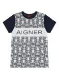 Aigner Kids logo-pattern short-sleeve T-shirt - Blue