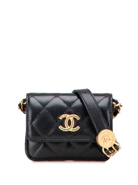 CHANEL Pre-Owned 2021-2025 Quilted Caviar Twist Your Buttons Flap Chain belt bag