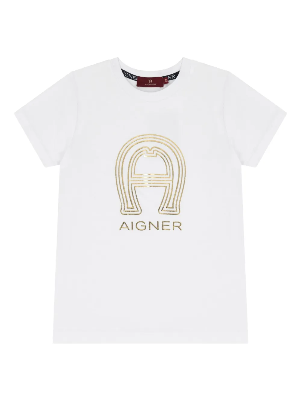Aigner Kids gold-logo horseshoe T-shirt Wit