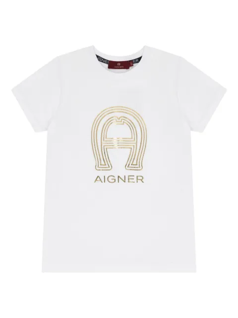 Aigner Kids gold-logo horseshoe T-shirt