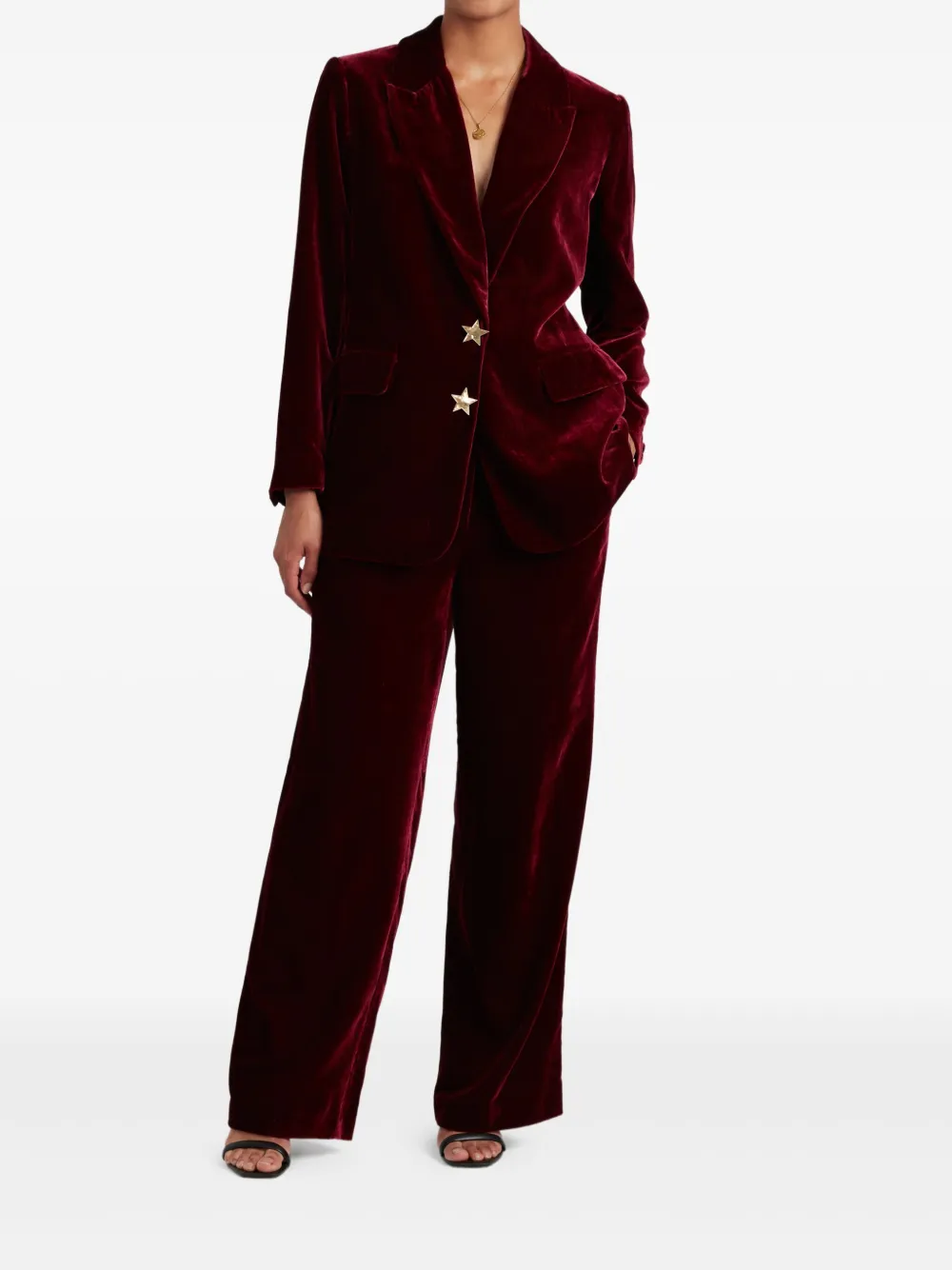 Chinti & Parker Star-detail Velvet Blazer In Burgundy