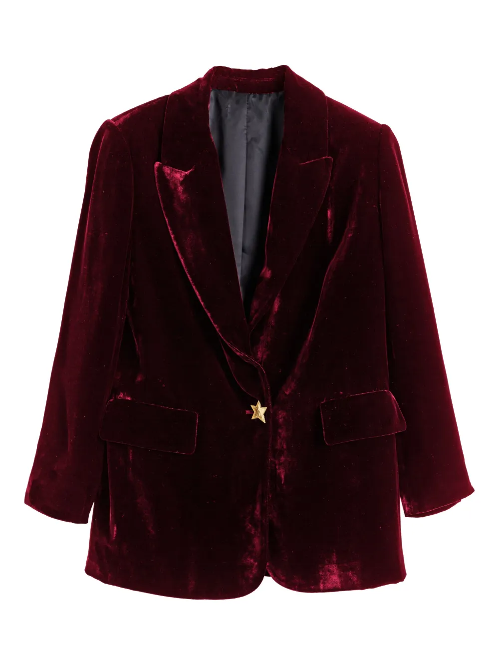 Chinti & Parker Star-detail Velvet Blazer In Burgundy