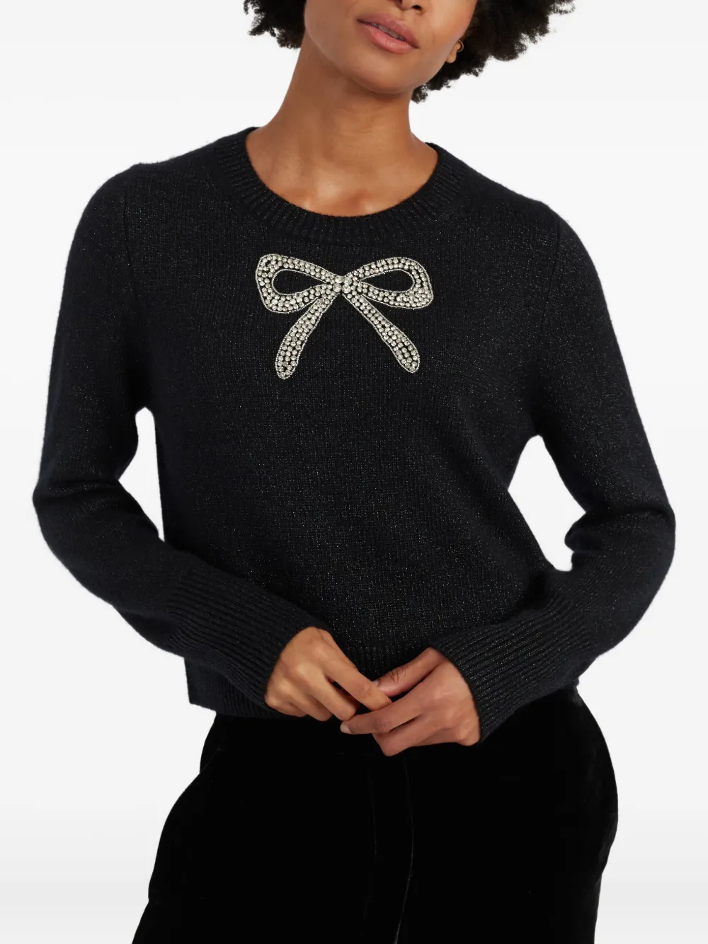 Chinti & Parker Embellished-bow Sweater In Black
