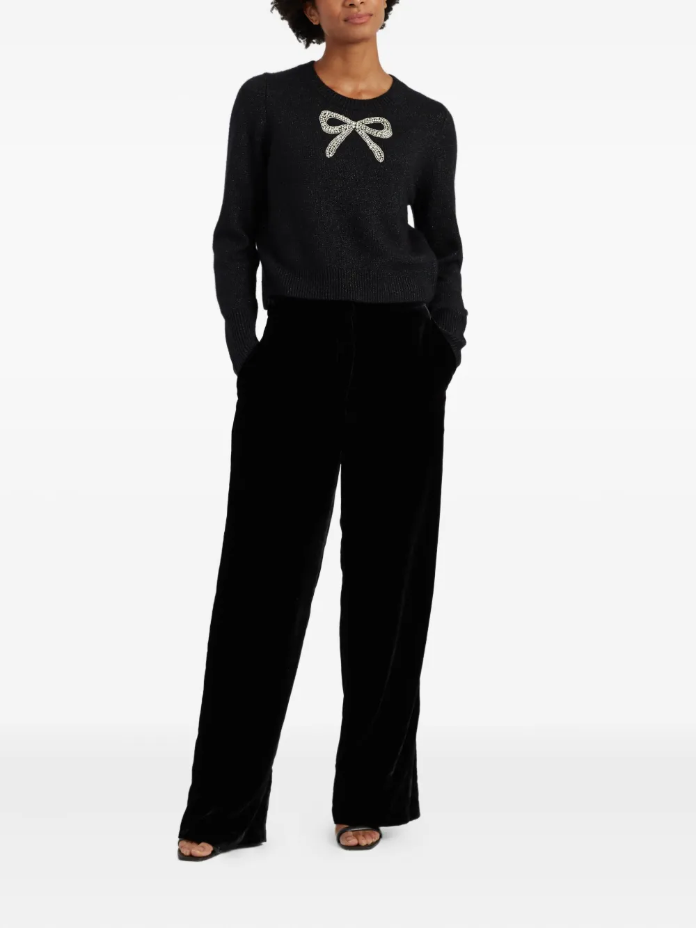 Chinti & Parker Embellished-bow Sweater In Black