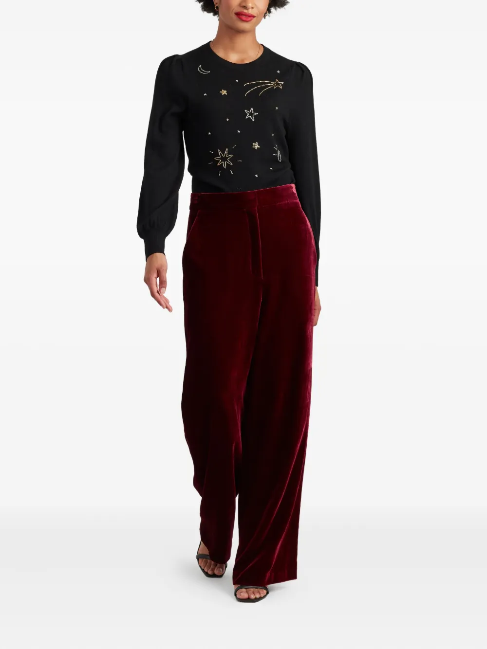 Chinti & Parker Velvet Trousers In Burgundy