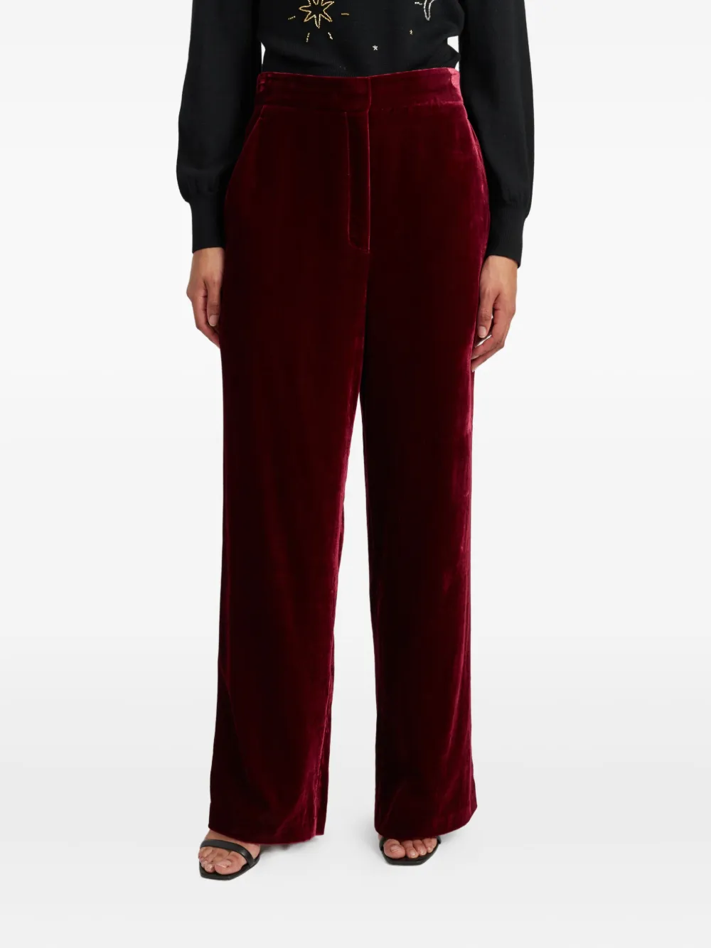 Chinti & Parker Velvet Trousers In Burgundy