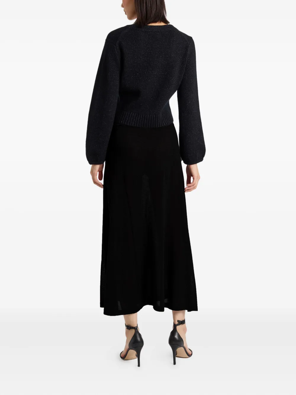 Chinti & Parker Lurex Midi Skirt In Black