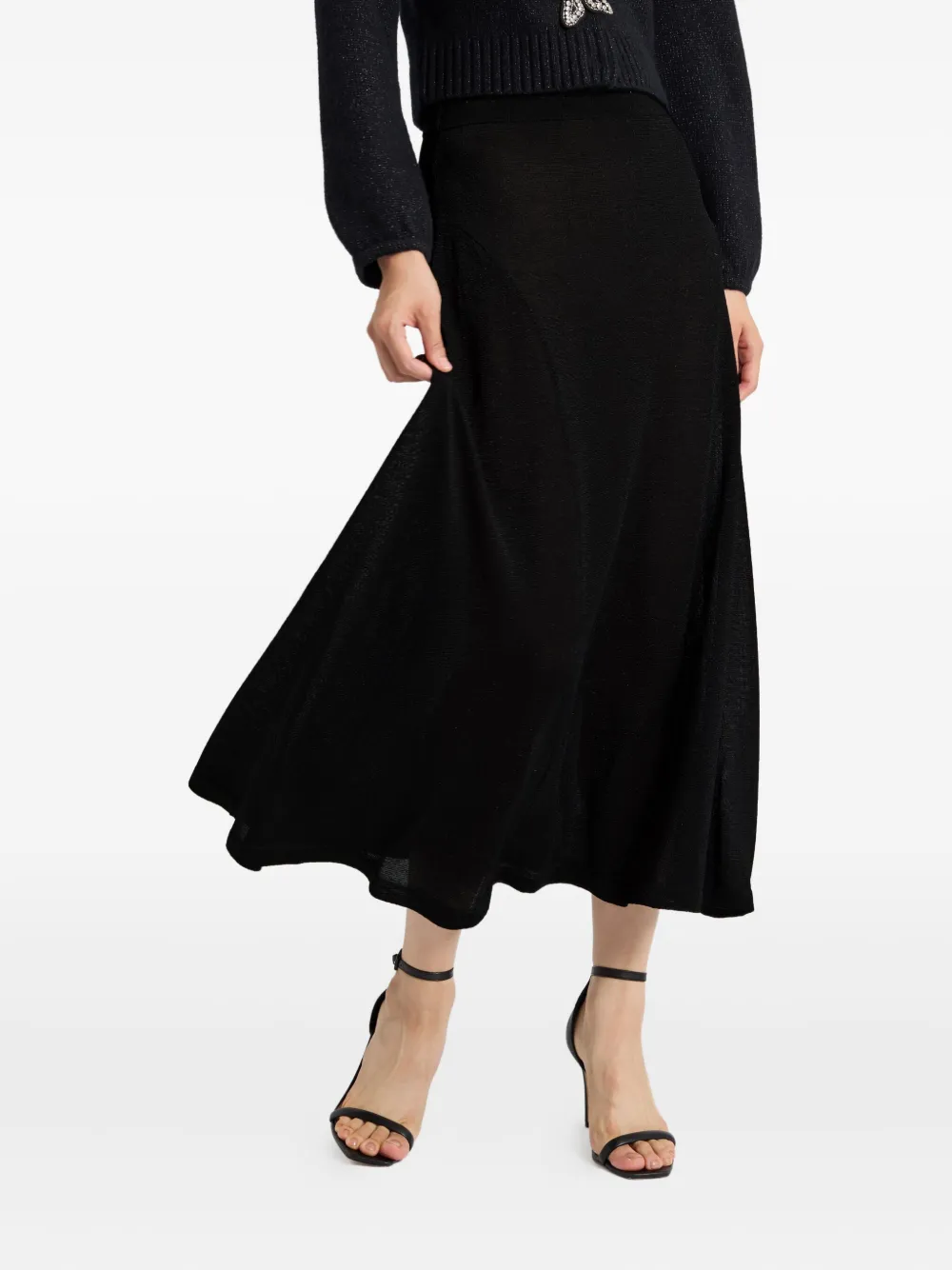 Chinti & Parker Lurex Midi Skirt In Black