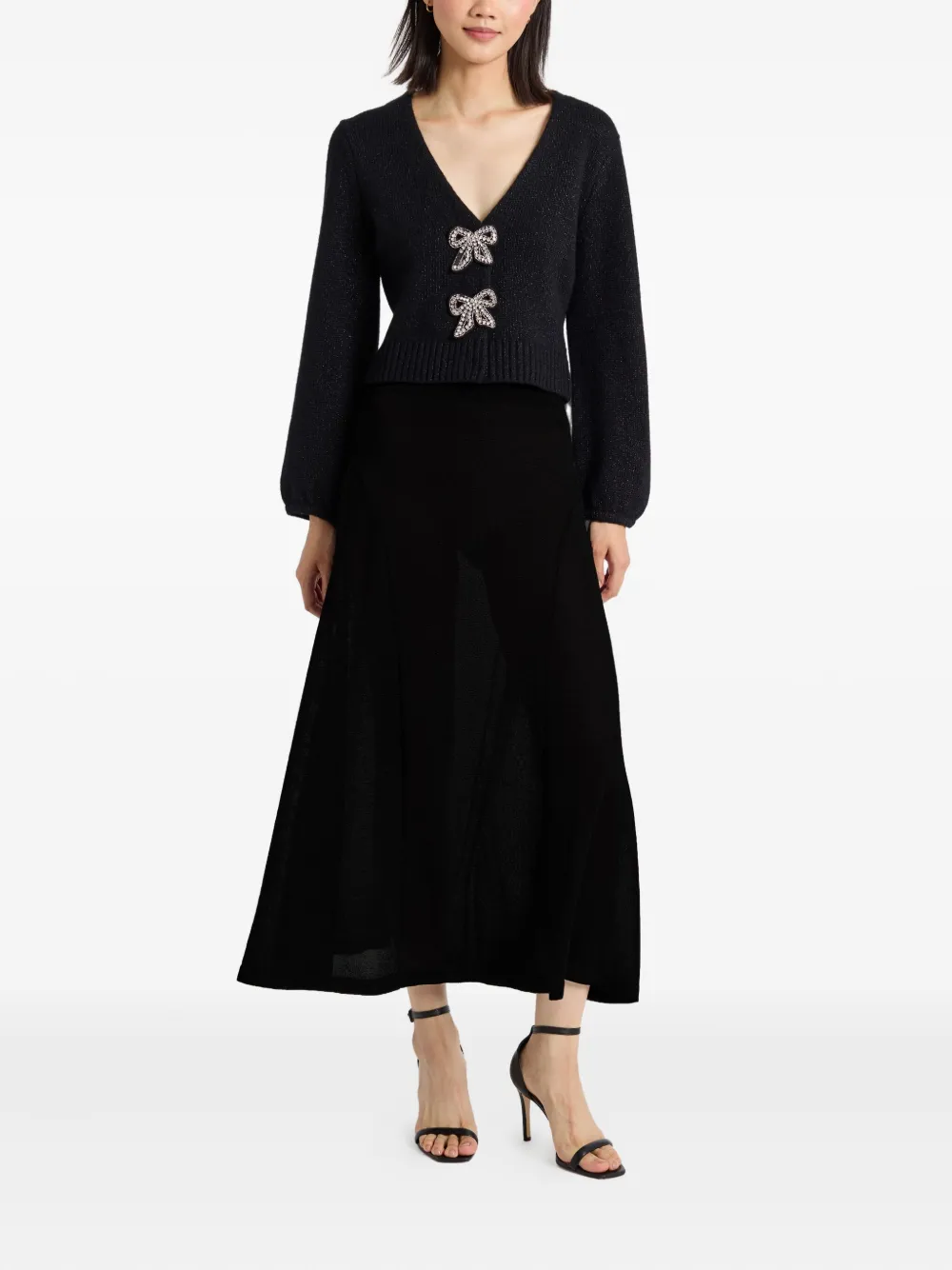Chinti & Parker Lurex Midi Skirt In Black