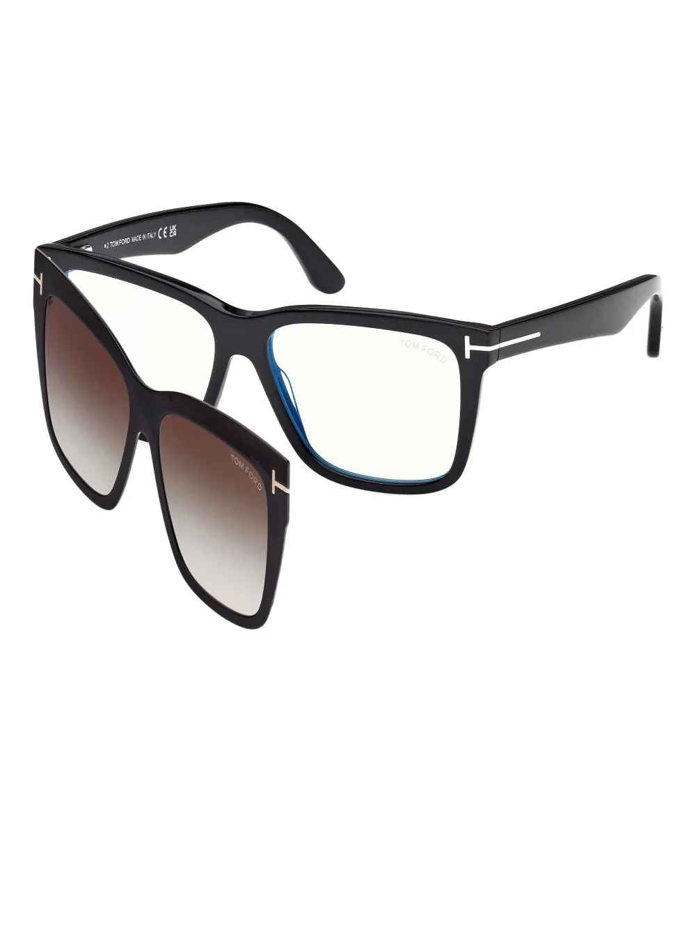 TOM FORD Eyewear square-frame clip-on glasses Zwart