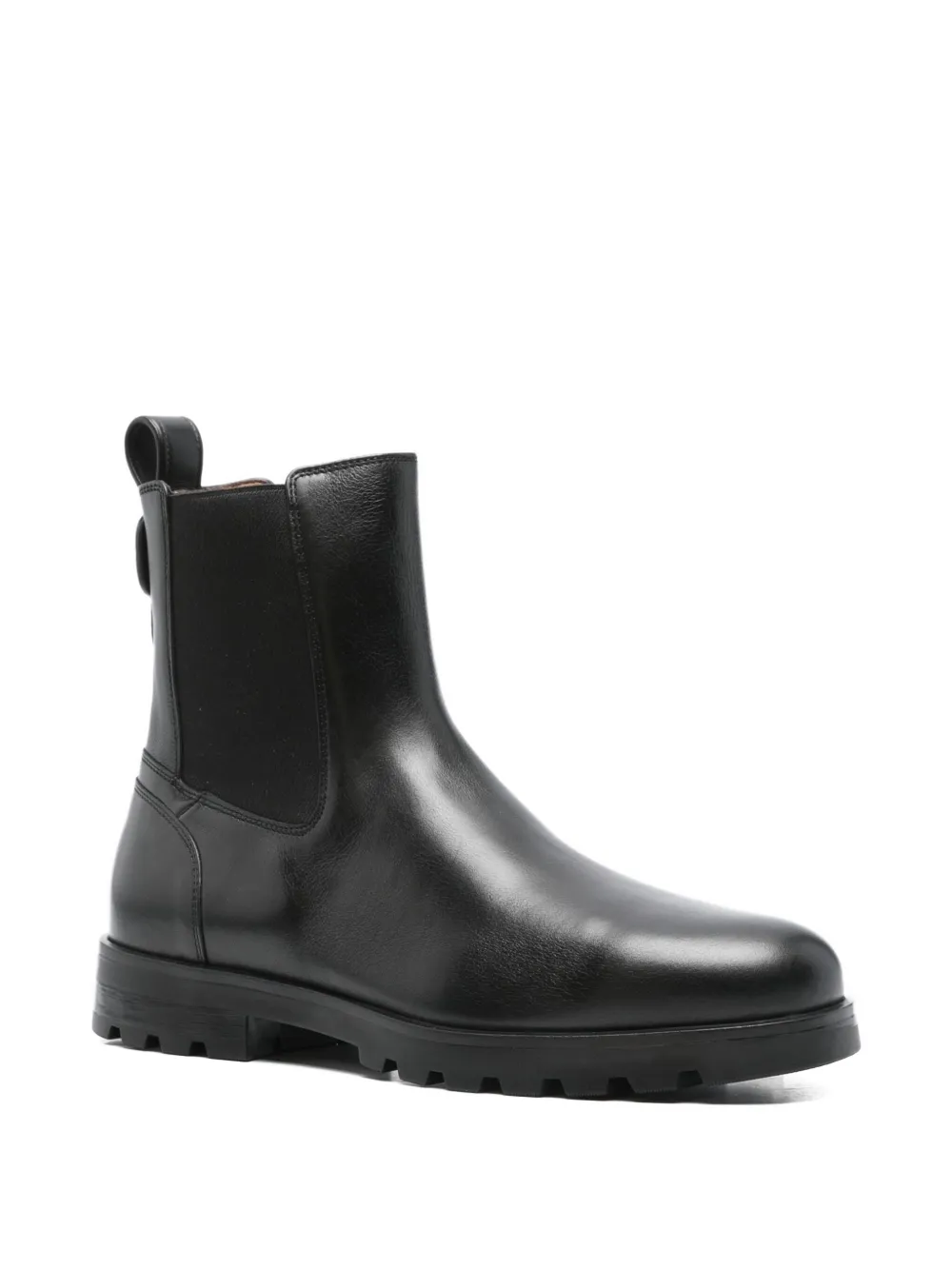 Santoni elastic-panel leather boots Black