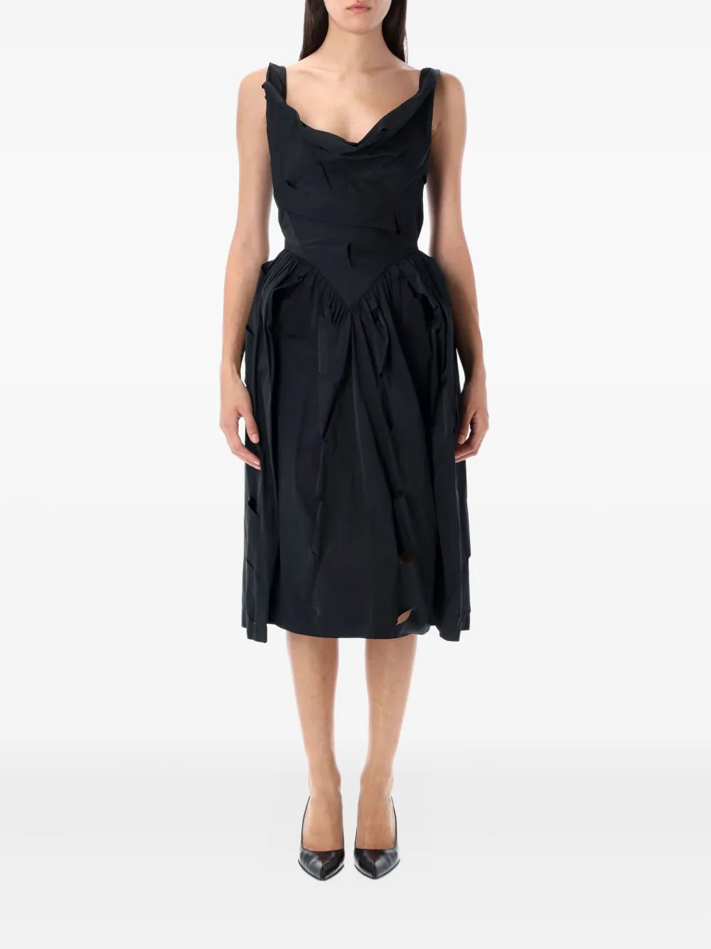 Vivienne Westwood draped distressed midi cocktail dress Zwart