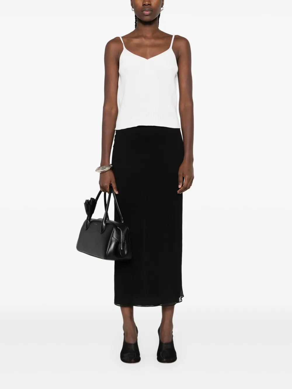 WARDROBE.NYC Geribbelde midi-rok Zwart