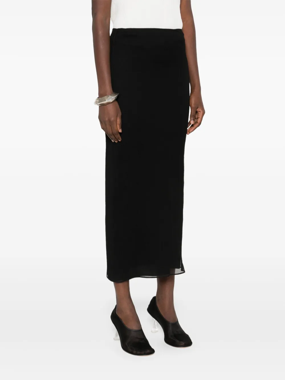 WARDROBE.NYC Geribbelde midi-rok Zwart