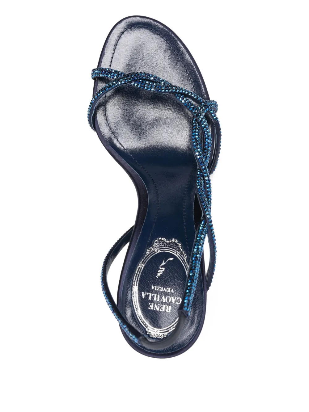 René Caovilla 80mm Braid Crystal-embellished Slingback Sandals In Blue