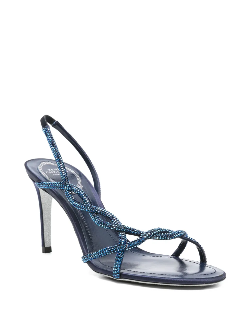 René Caovilla 80mm Braid Crystal-embellished Slingback Sandals In Blue