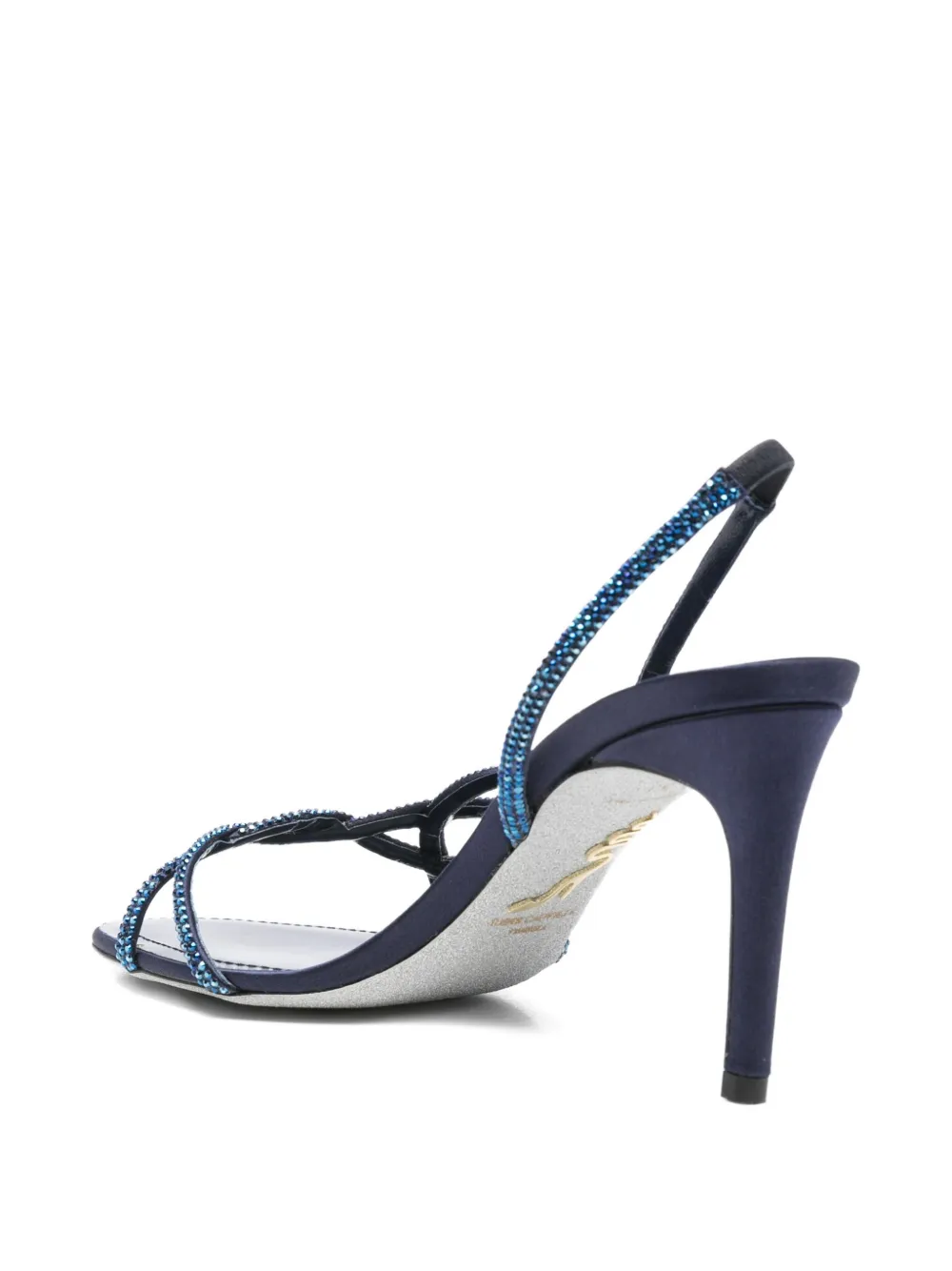 René Caovilla 80mm Braid Crystal-embellished Slingback Sandals In Blue