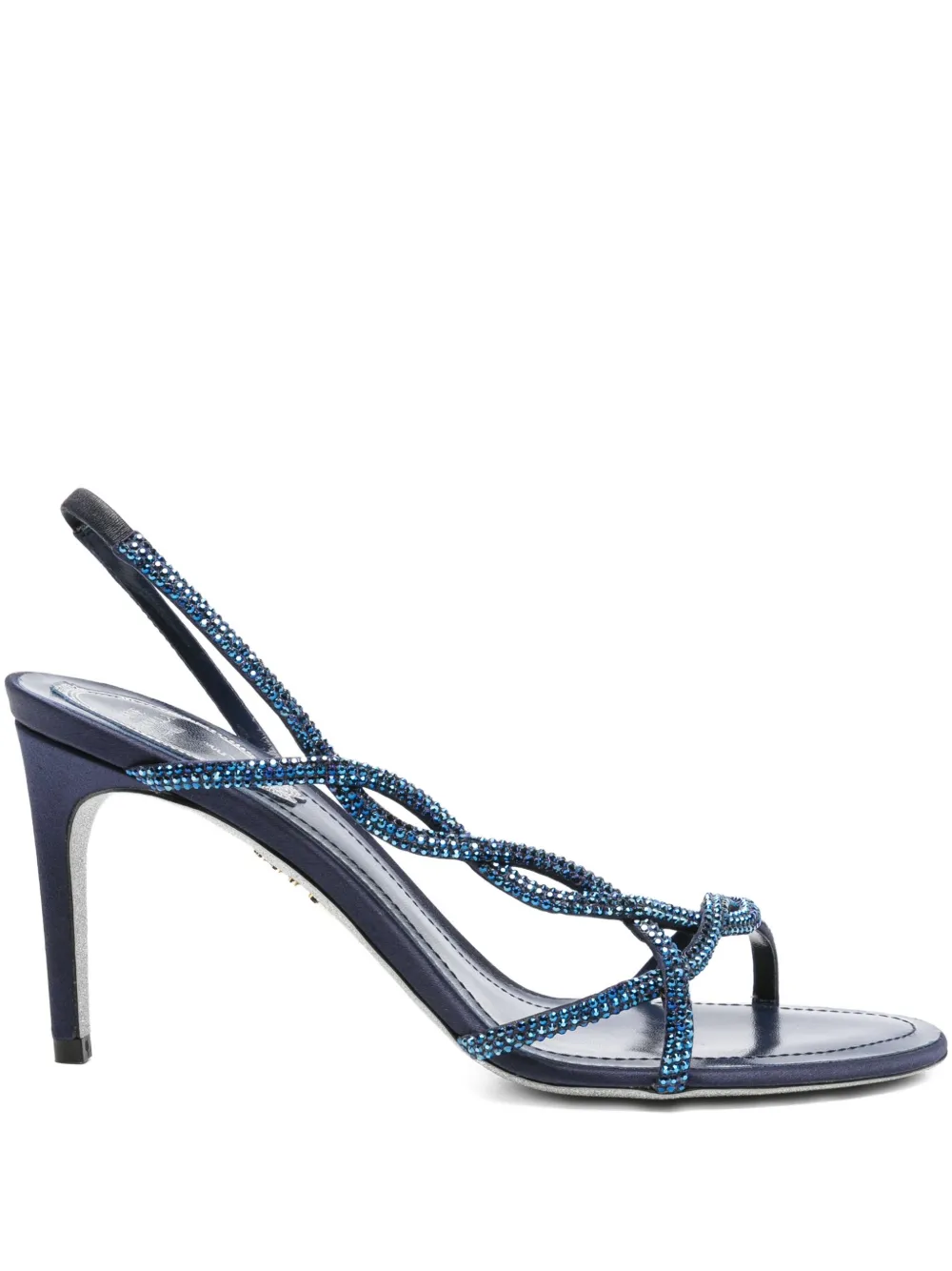 René Caovilla 80mm Braid Crystal-embellished Slingback Sandals In Blue