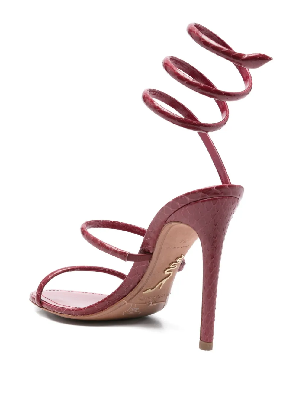 René Caovilla 80 mm Cleo leren sandalen met spiraalvormig bandje Rood