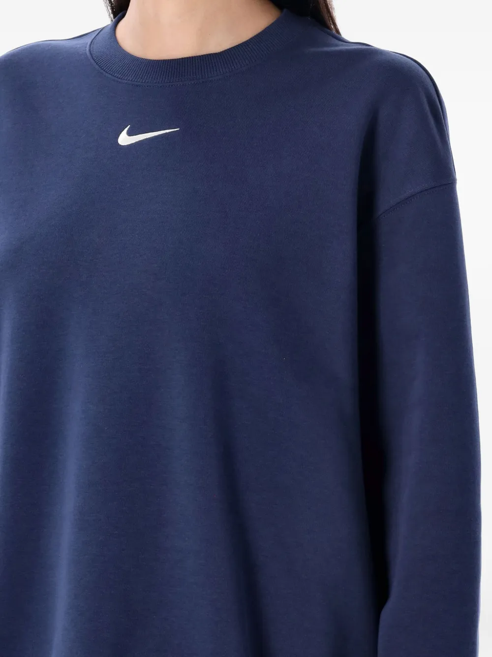 Nike logo-embroidered crew-neck sweatshirt Blauw