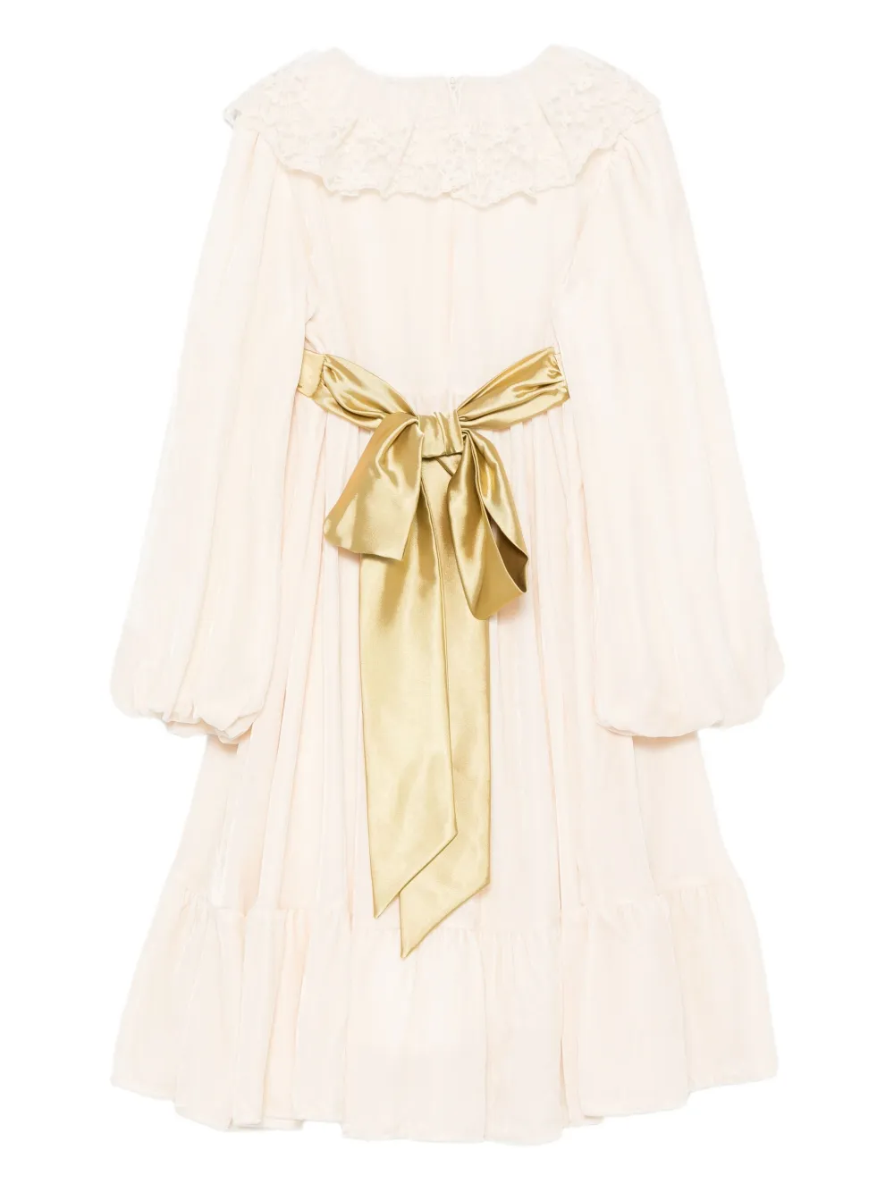 La Stupenderia Jurk met kant en strik Beige