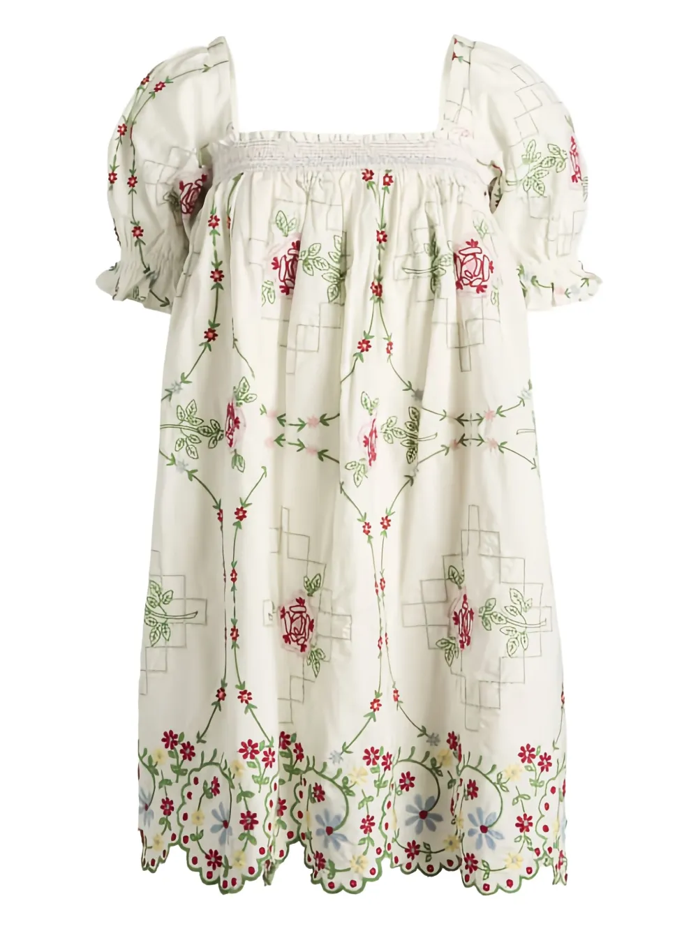 DAMSON MADDER Lulu embroidered dress - Wit