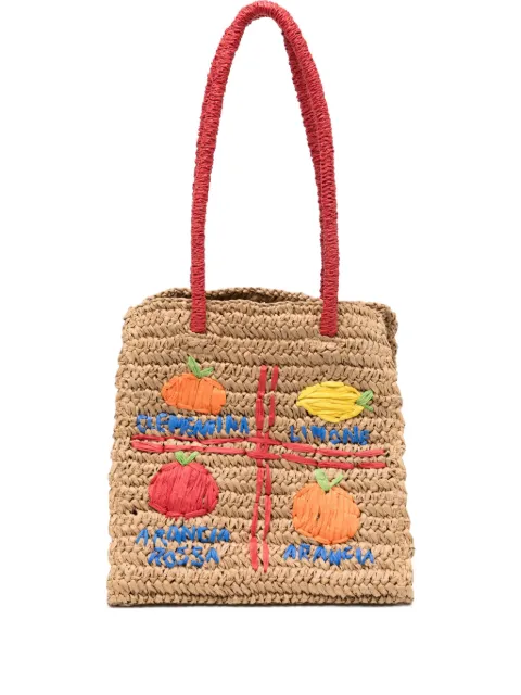 DAMSON MADDER Fruity raffia bag