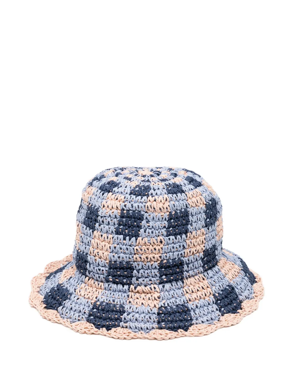 DAMSON MADDER Vissershoed met gingham-ruit Blauw