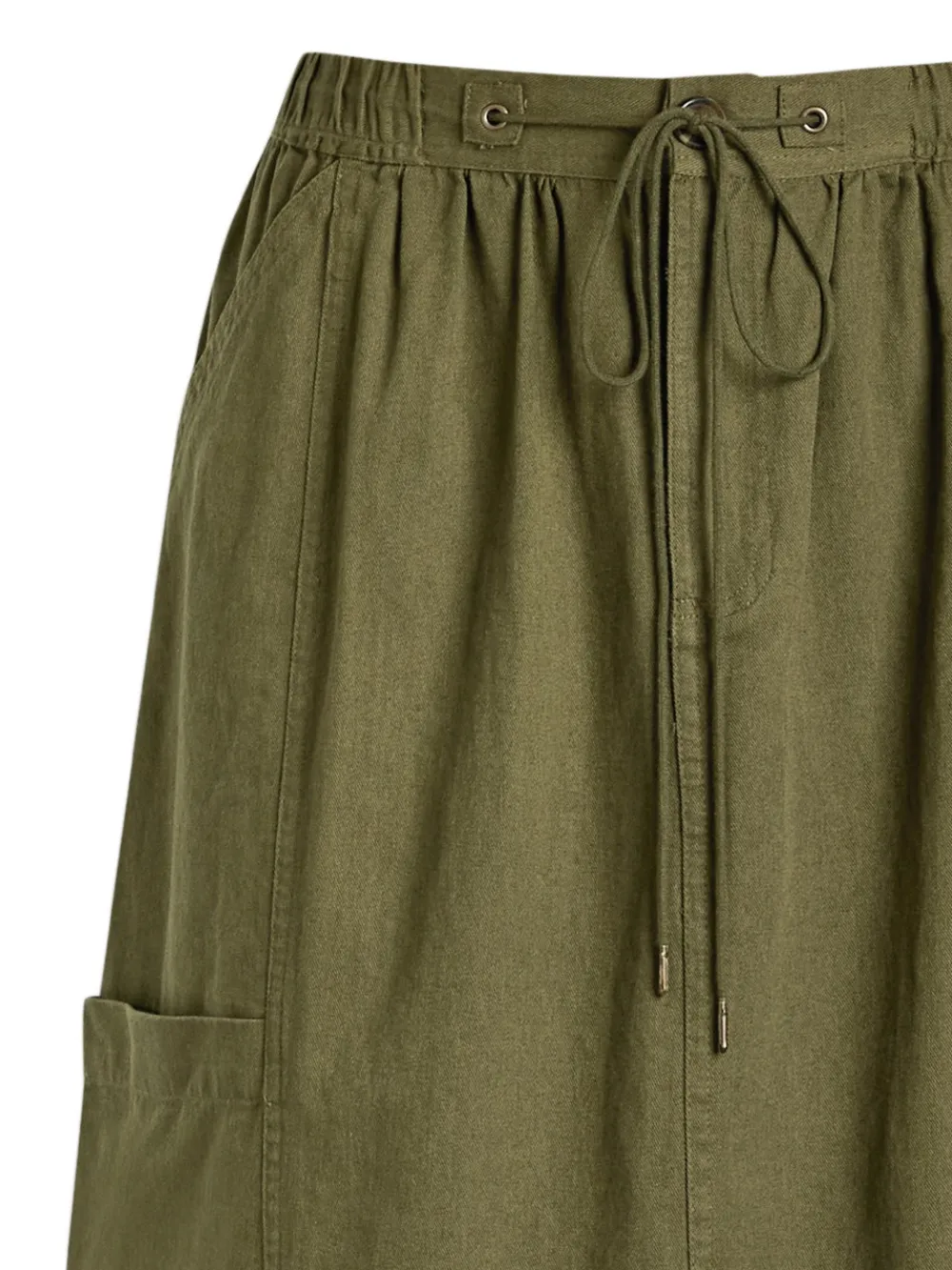 DAMSON MADDER Vika midi-rok met trekkoord en zak - Groen