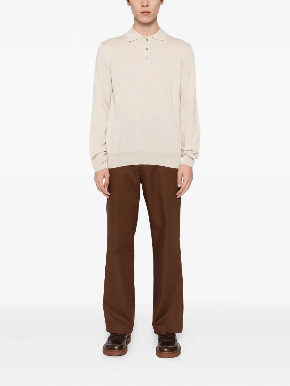 Aurélien Poloshirt van merinowol - Beige