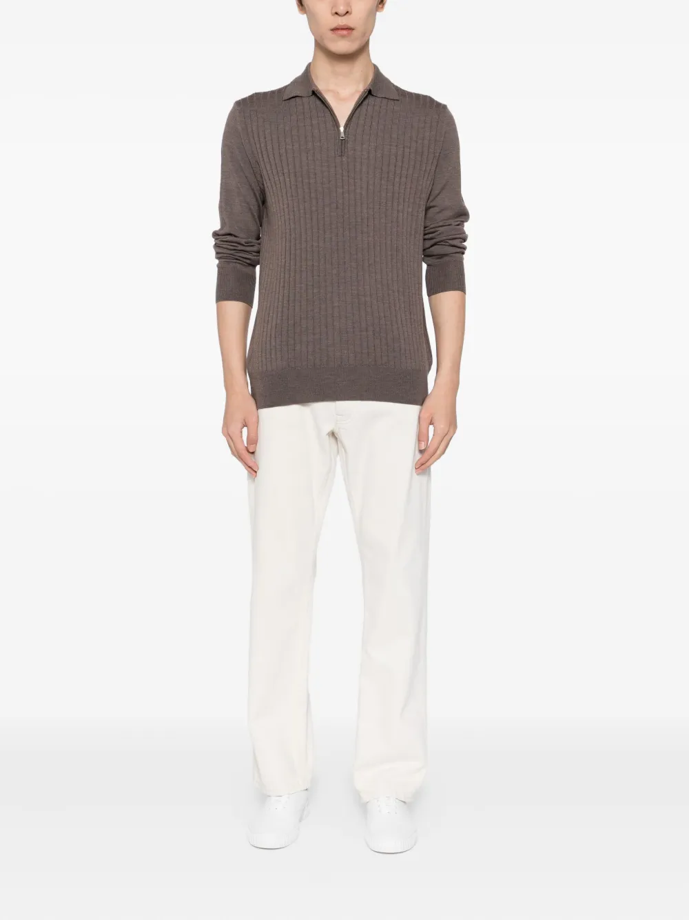 Aurélien merino ribbed zip jumper | Jumpers | Image 2