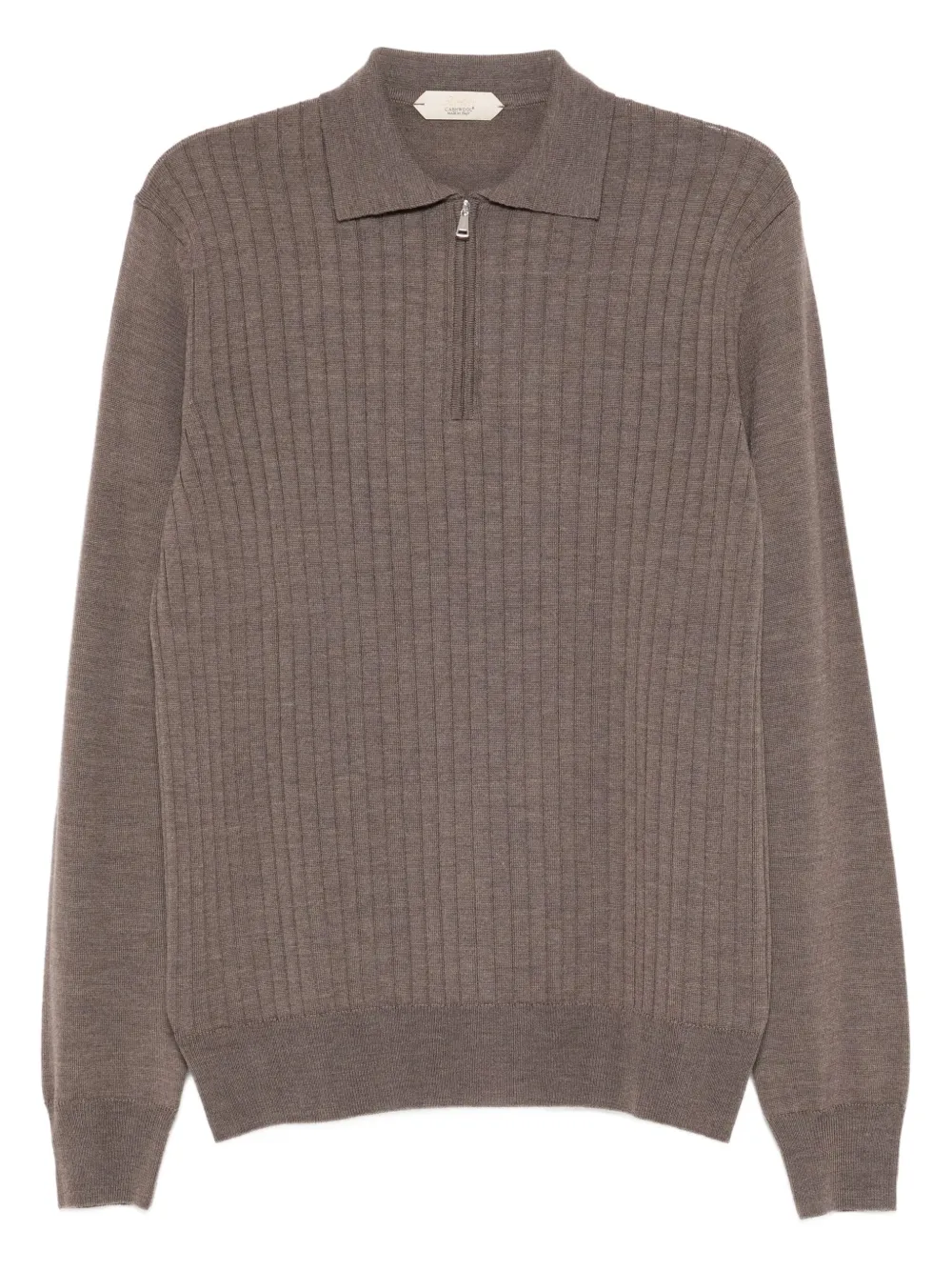 Aurélien merino ribbed zip jumper | Grey | Image 1