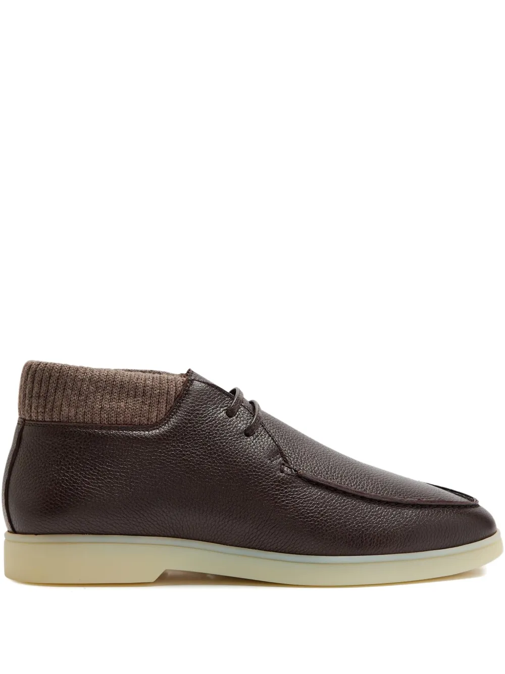Aurélien leather knitted-cuff boots Brown