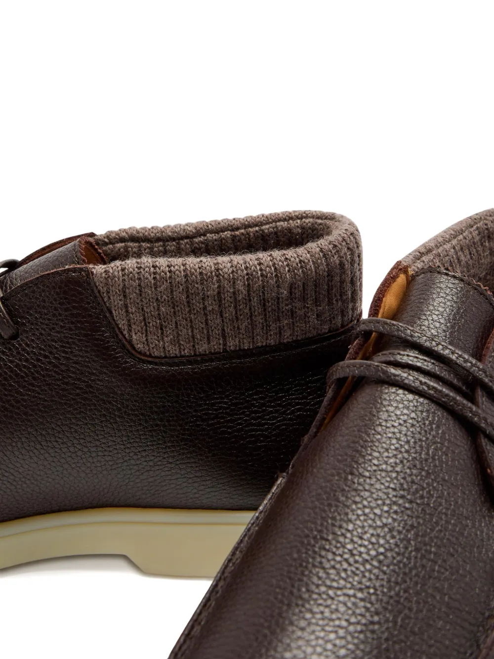 Aurélien Leather Knitted-cuff Boots In Brown
