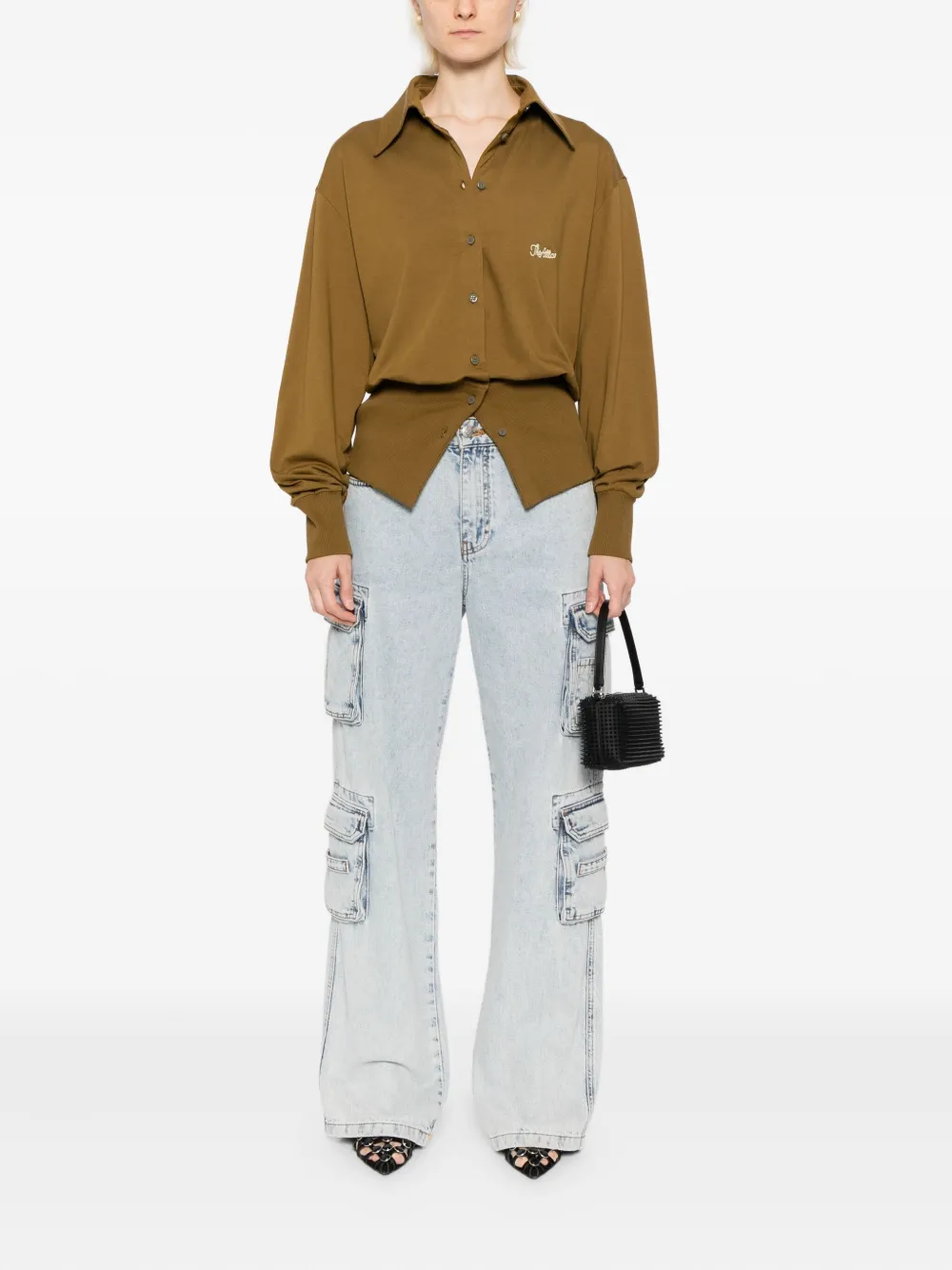 The Attico Blouse met geborduurd logo - Bruin