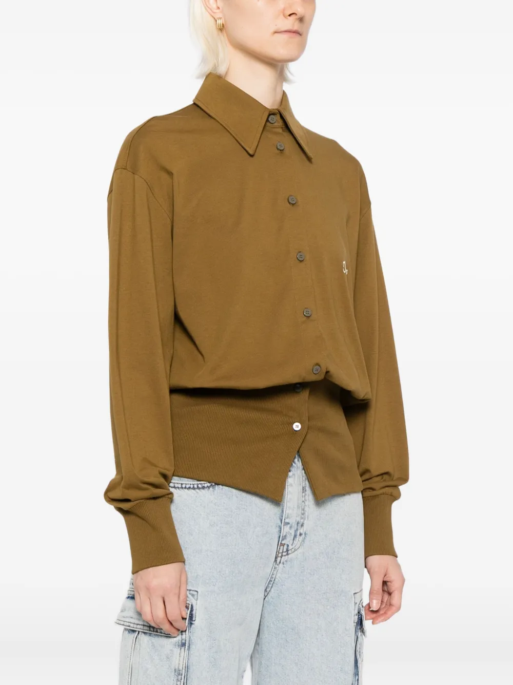 The Attico Blouse met geborduurd logo Bruin
